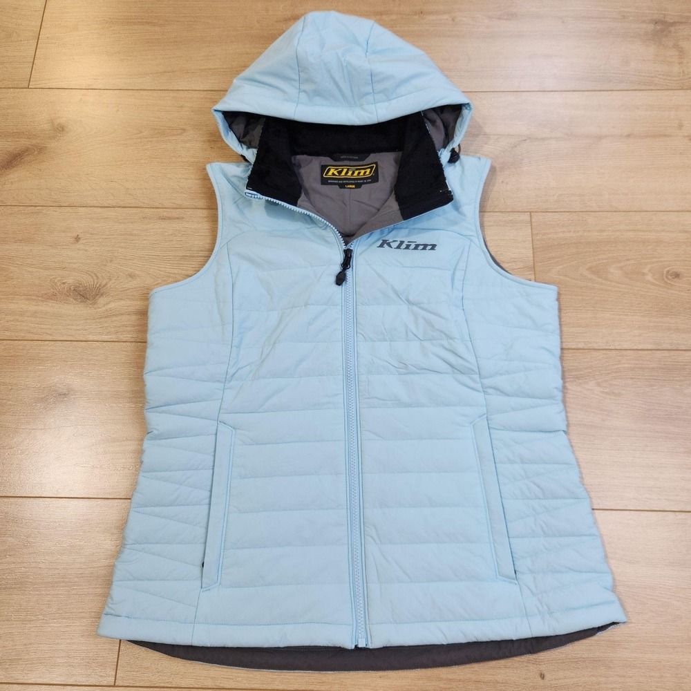 Klim Arise Vest Womens Large Blue Hooded Quilted Puffer Softshell Insulated